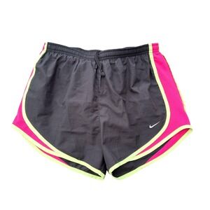 Nike Dri Fit Womens Running Shorts Black Neon Pink Athletic Workout Gym Size S